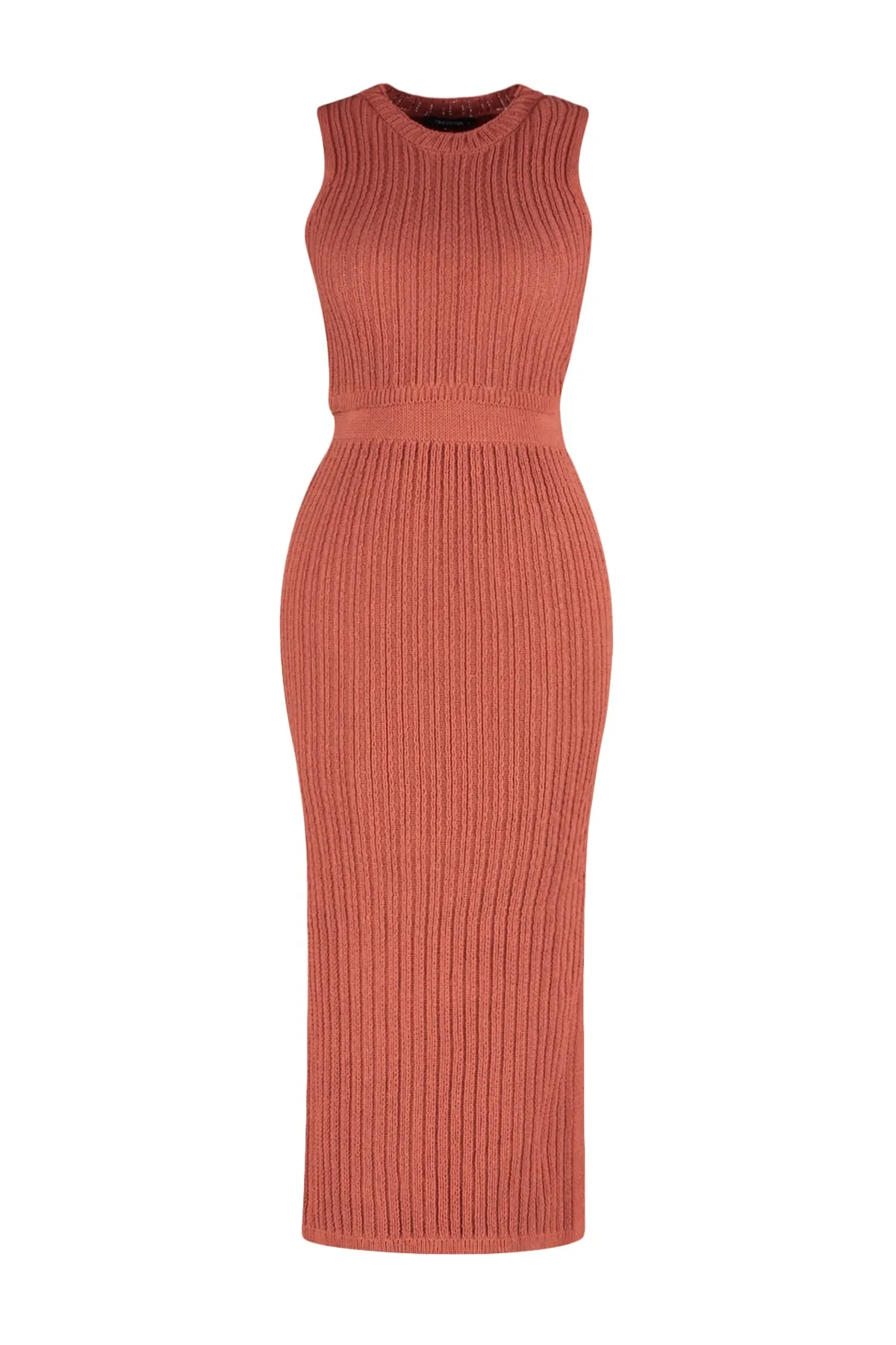Trendyol Collection  Zimtfarbenes, kurzes Strickoberteil und -unterteil-Set TWOSS23AU00028