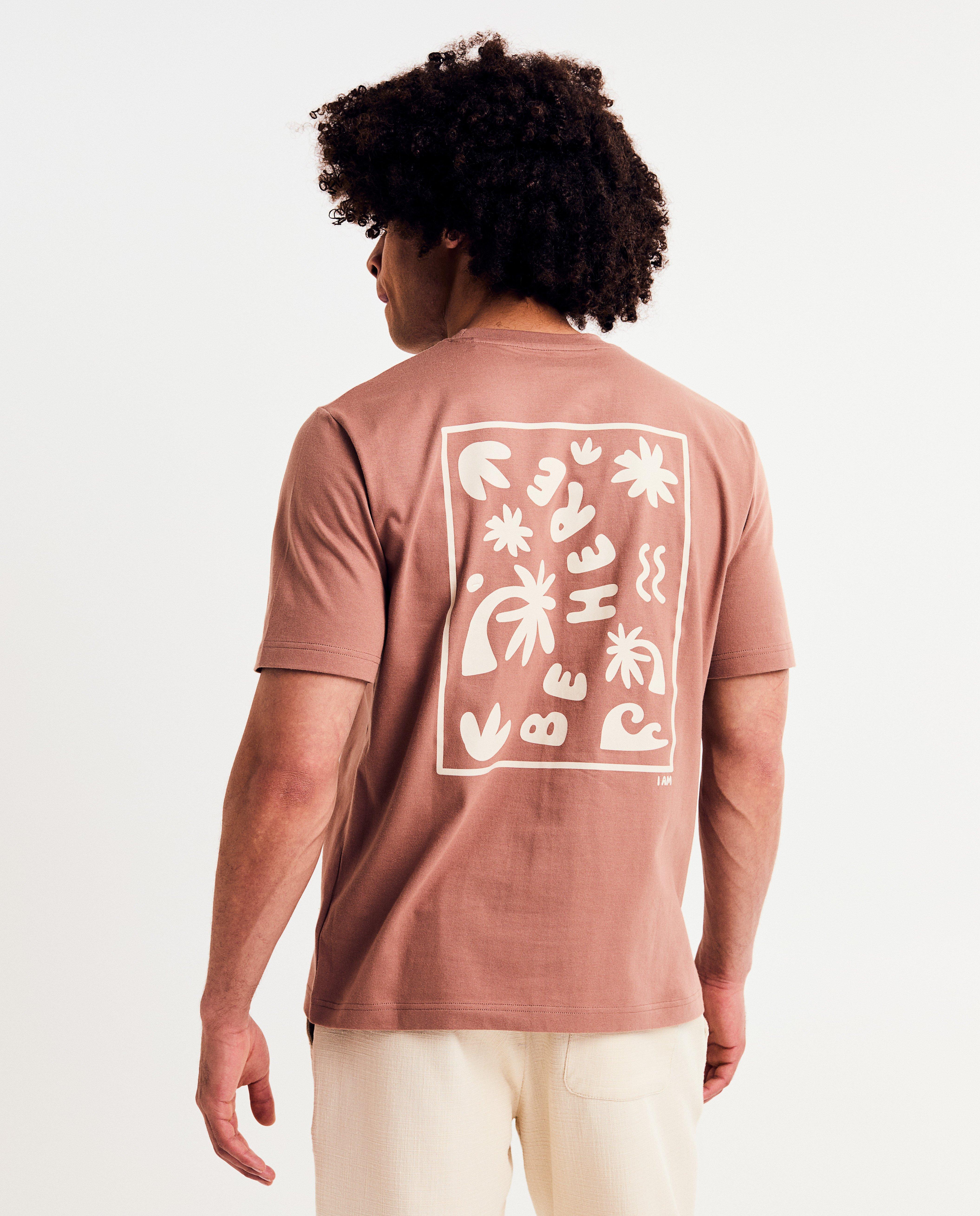 Tricou I AM din bumbac organic cu imprimeu pe spate, S-XXXL maro
