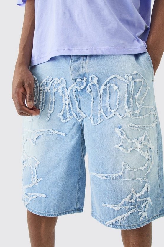 Ice Blue Jeansshorts mit Official Applikation