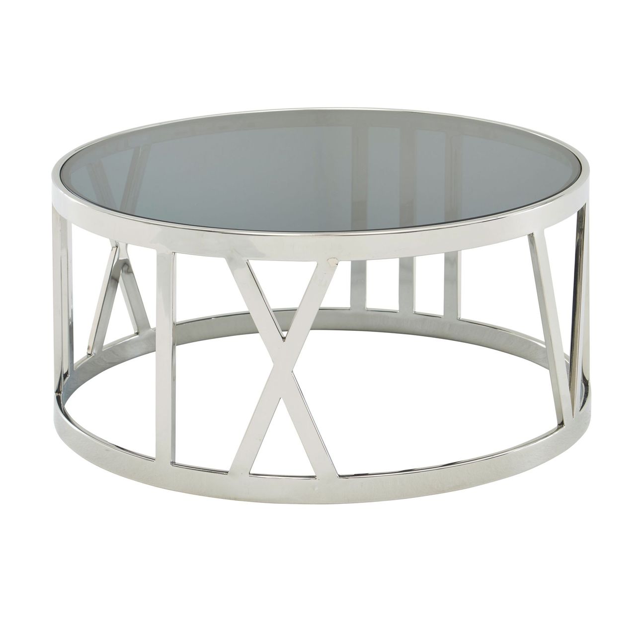 Skyport WOHNLING Couchtisch Glas Sofatisch Ø 60 cm Tisch Wohnzimmertisch Rund Silber