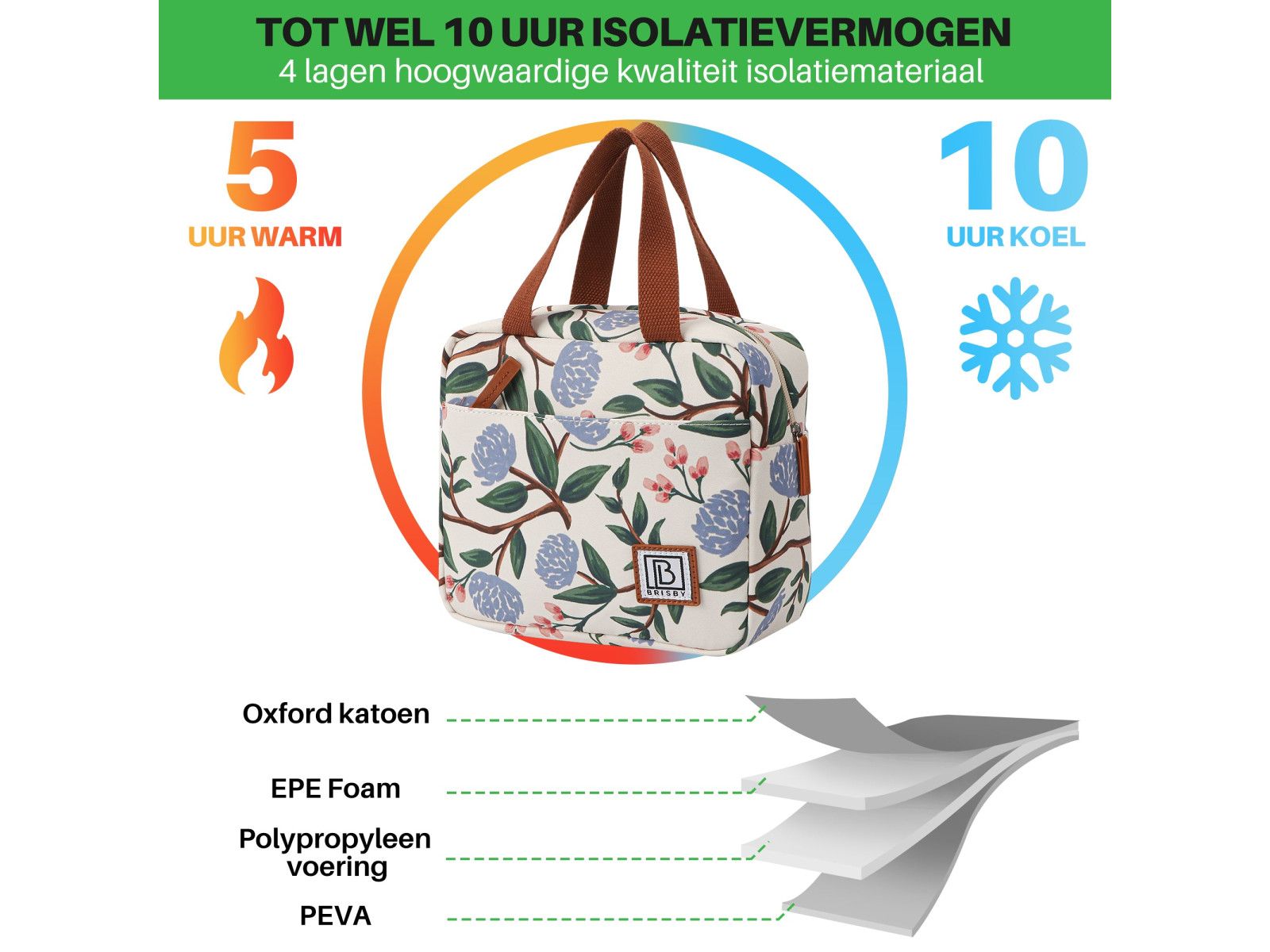 Brisby Blumen Weiß 4 Liter Kühltasche