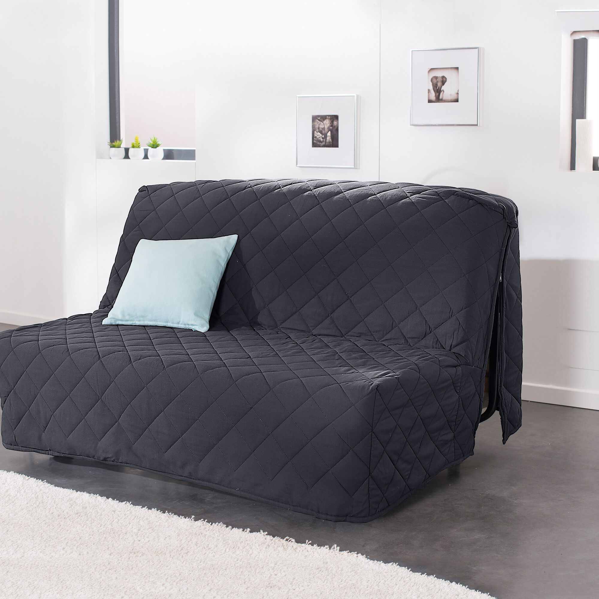 Housse canapé BZ coton bachette uni matelassé