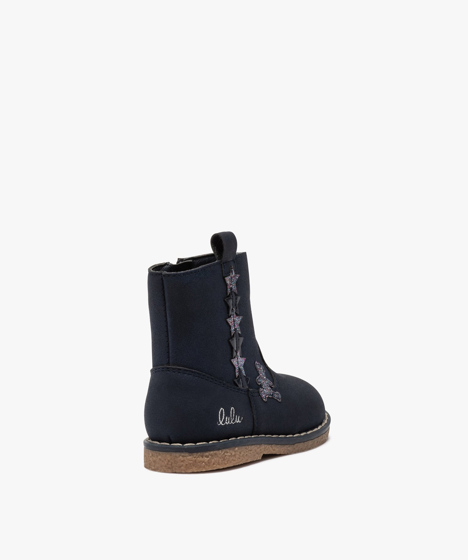 Boots bébé fille zippés à détails pailletés – Lulu C... marine | GEMO