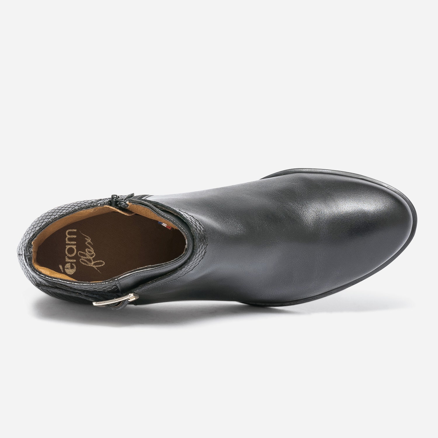 Boots à talon ERAM FLEX noir cuir embossé