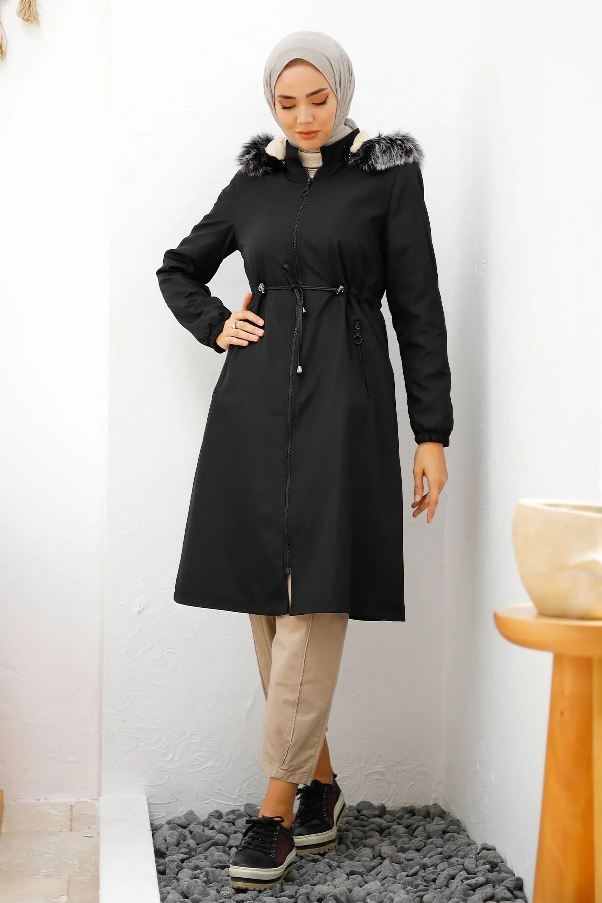 InStyle  4601 Regenjacke mit Fleece-Innenseite – Schwarz