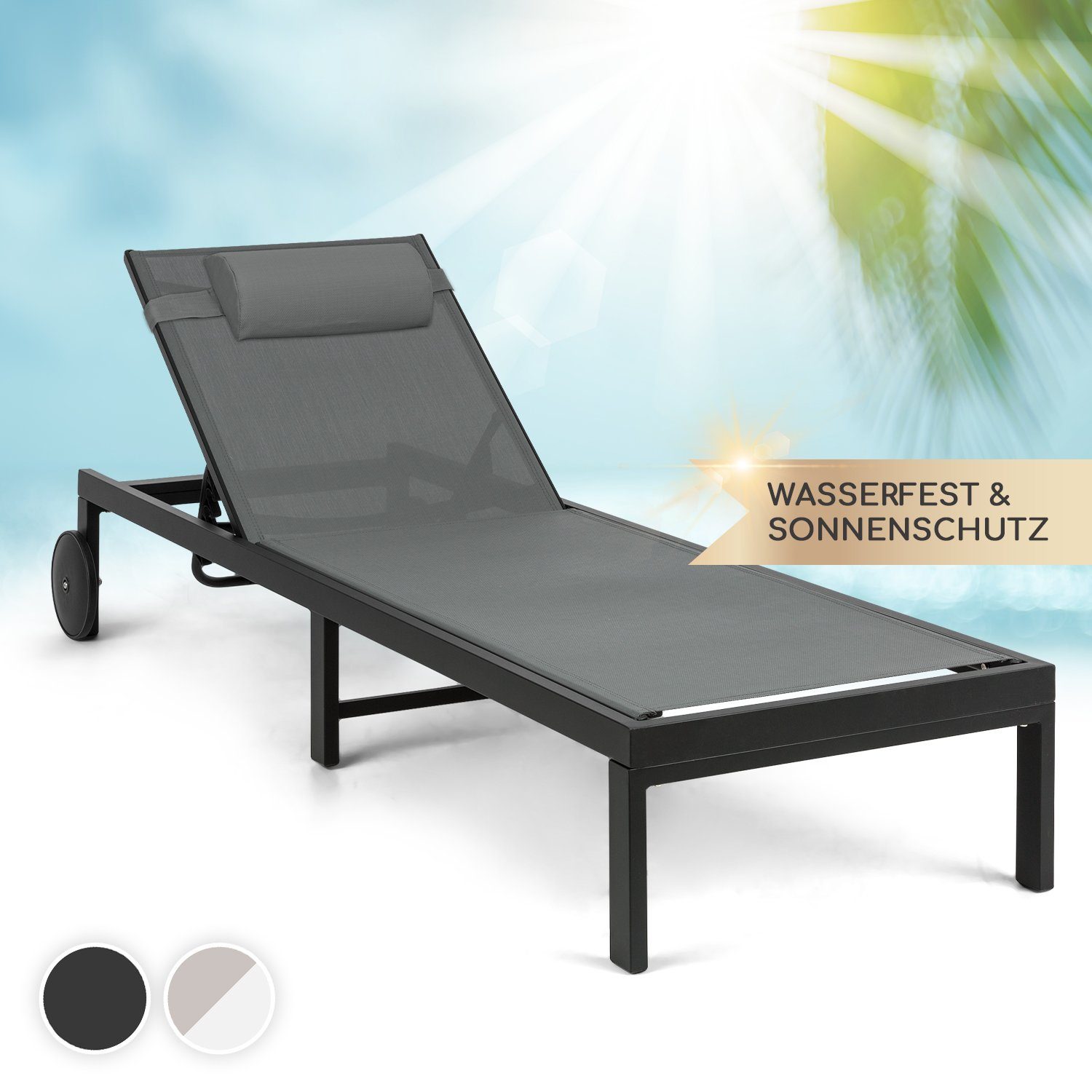 blumfeldt Gartenliege, Set, Sonnenliegen für den Garten Balkon mit Rollen Outdoor