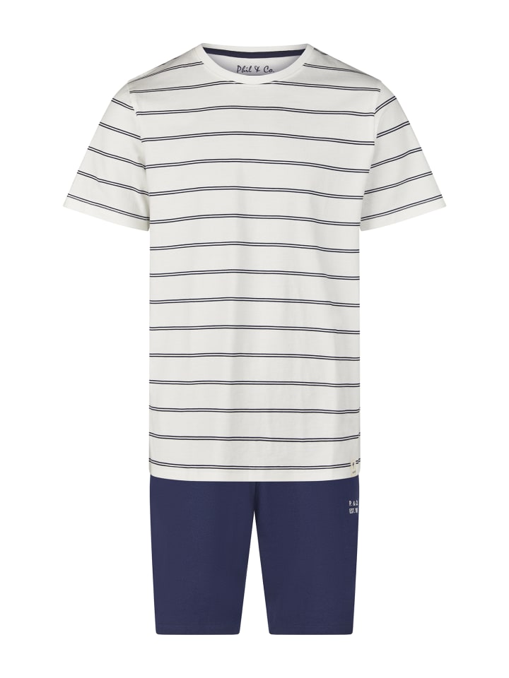 Phil & Co. Berlin  Pyjama Shorty in weiß-navy günstig kaufen