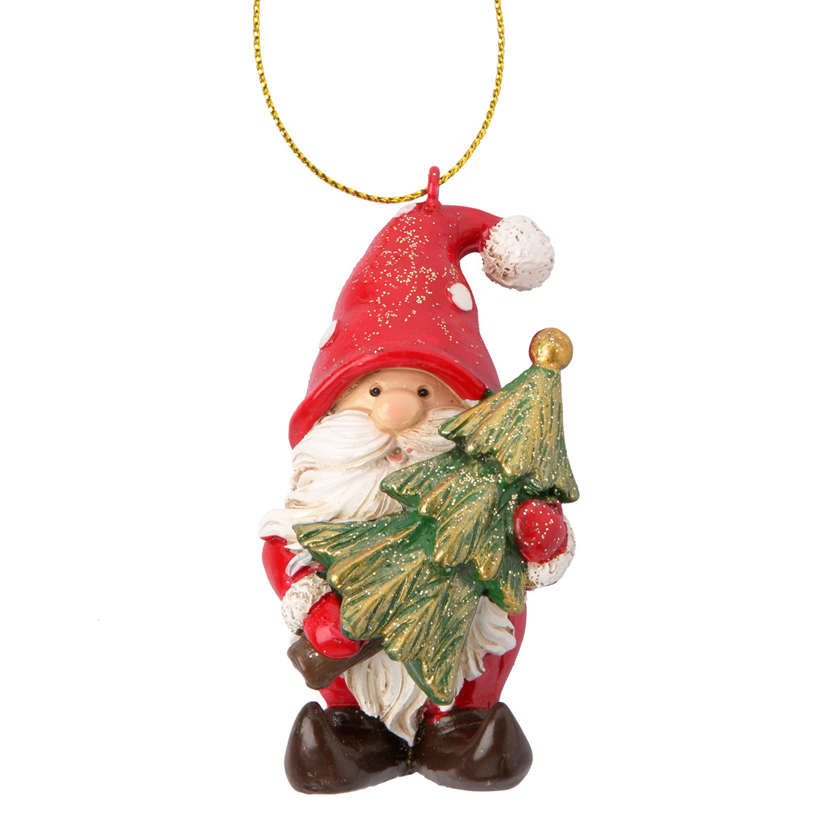 Dekofigur Weihnachtsmann mit Aufhängeschlaufe rot / weiss / grün