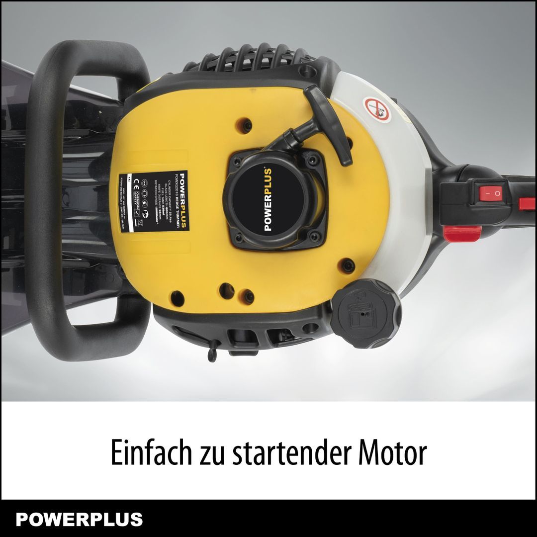 VARO Powerplus Benzin-Heckenschere POWXG2018 - Heckenschere mit 25,4 cc, 640 mm Klinge und 28 mm Abstand, Gartengeräte, Gartenschere zum Schneiden von Sträuchern, Hecken und Pflanzen