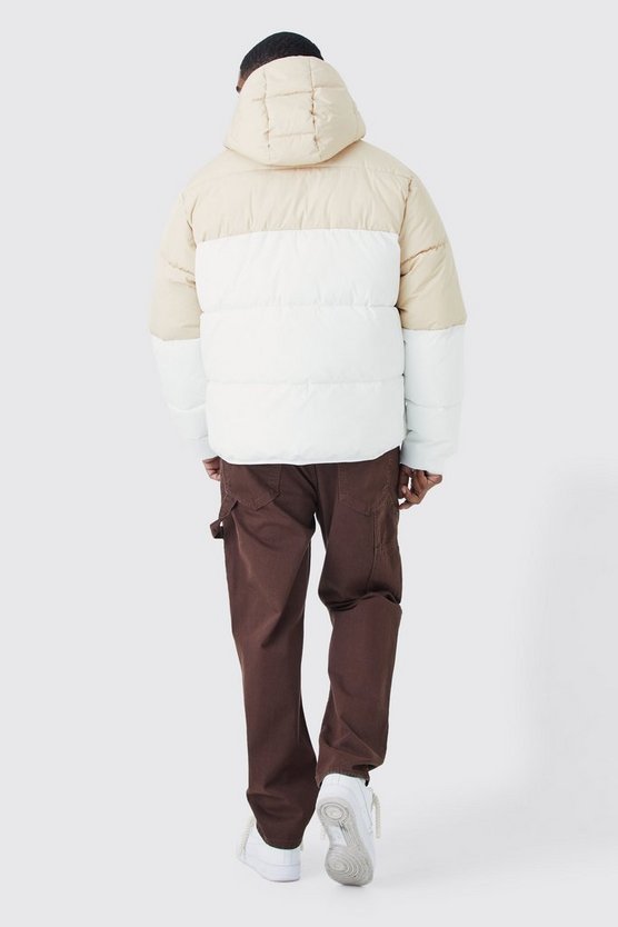Plus Man Colorblock Steppjacke mit Kapuze