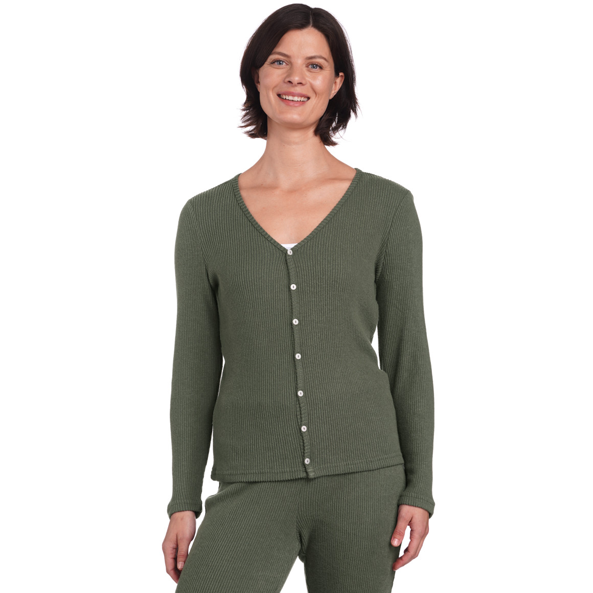 Damen Loungewear-Strickjacke in Rippoptik