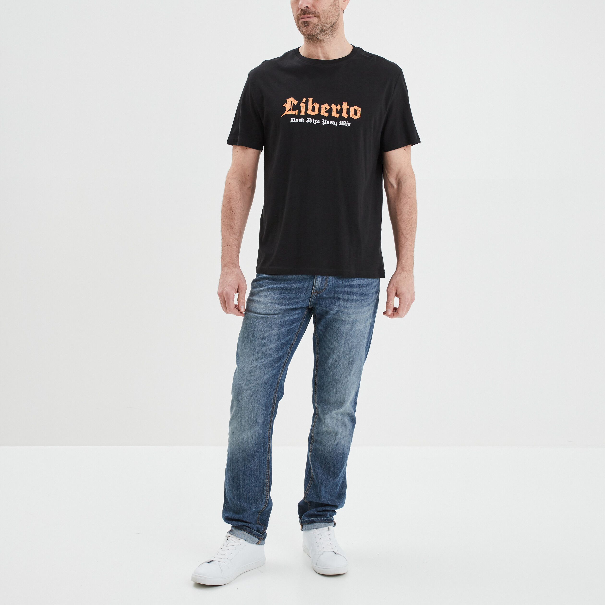 T-shirt manches courtes Liberto noir homme | La Halle