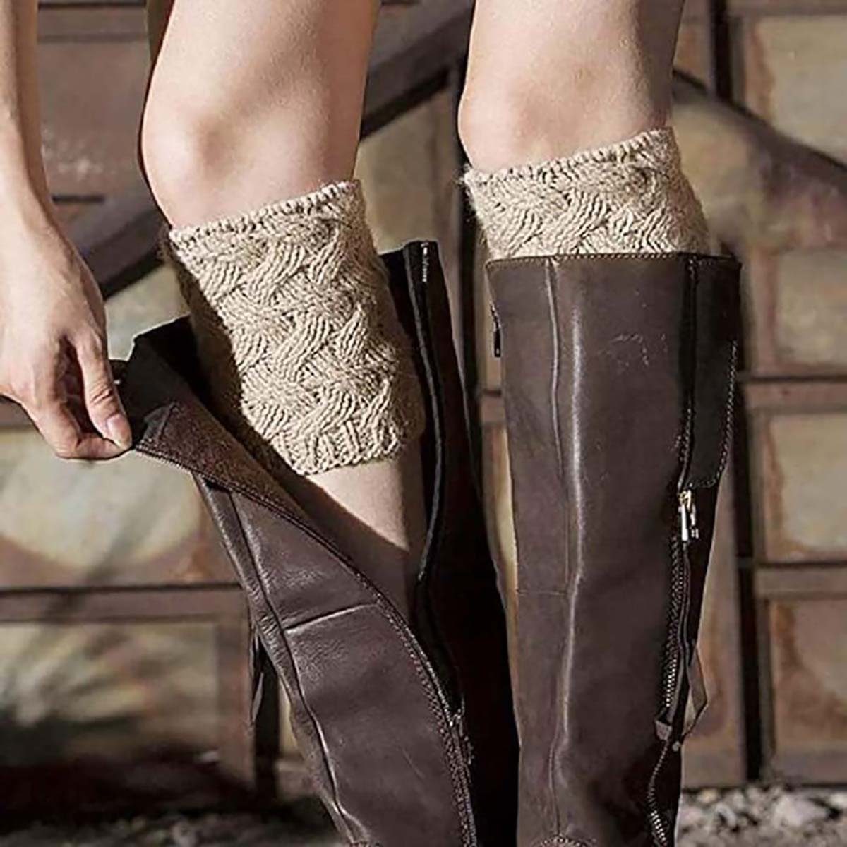 DRSEON Beinstulpen 4 Paar Stulpen Damen Beinwärmer Winter Strick Häkelarbeit (4-St)