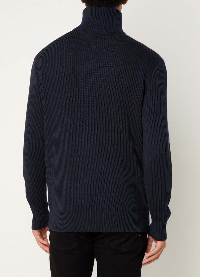 Tommy Hilfiger Rib-knit sweater with half zip and logo