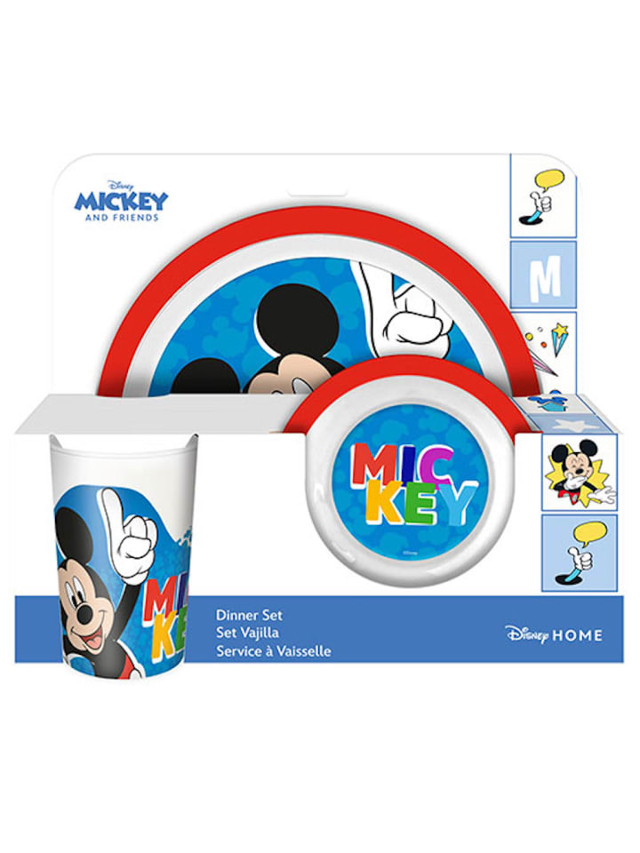 Kids Licensing Disney Mickey Mouse Geschirrset Teller Schüssel Becher 3 Jahre günstig kaufen onesize