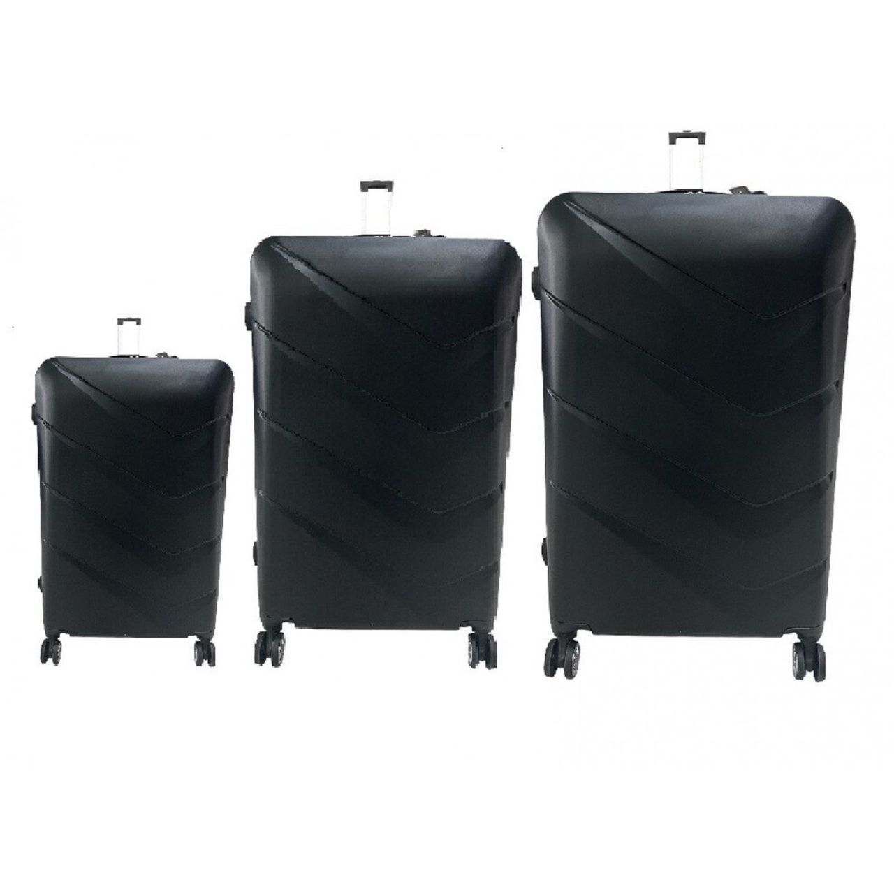 COFI 1453 Wave Line 3-tlg. Hartschalenkofferset aus leichter ABS-Kunststoff Koffer Schwarz