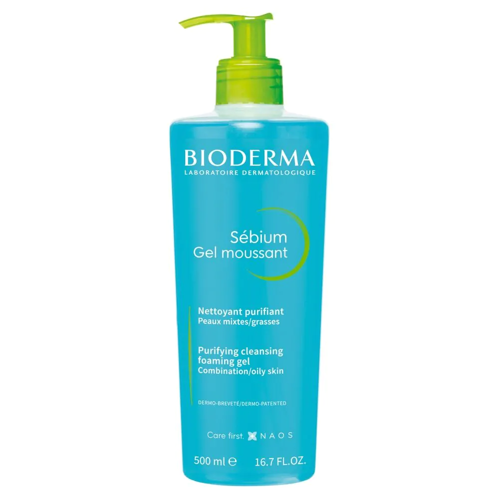 Bioderma Sebium Moussant valomasis gelis nuo spuogų, 500 ml