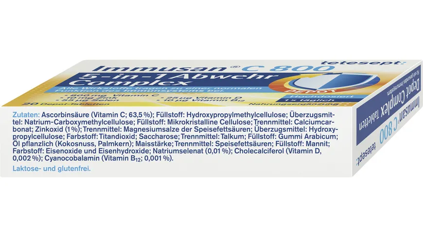 tetesept Immusan C 800 5-in-1 Abwehr Complex Tabletten 30 Stück