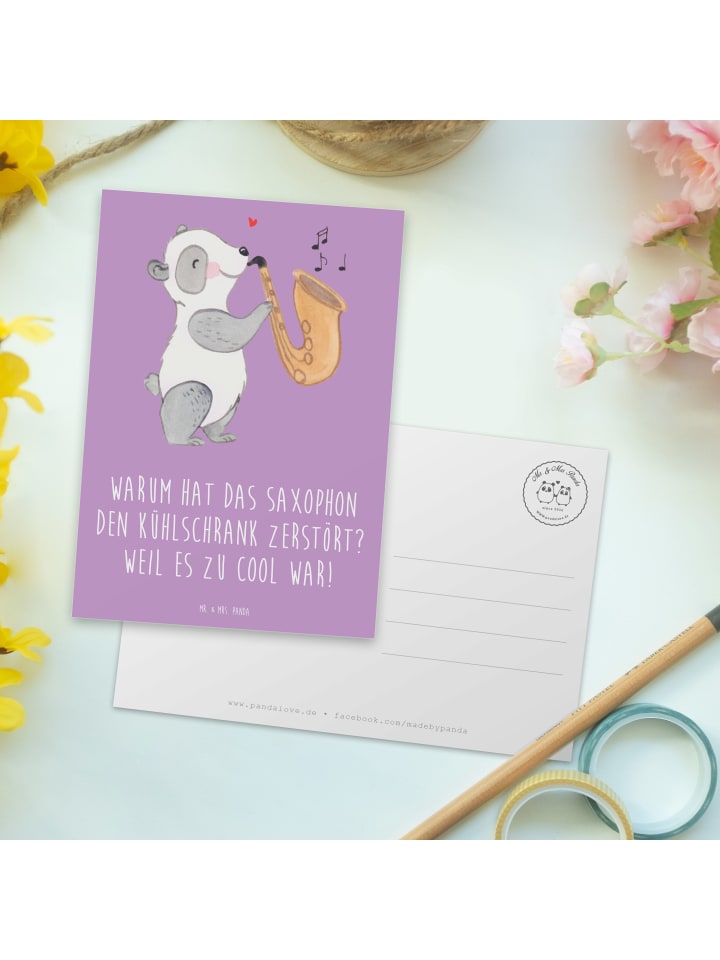 Mr. & Mrs. Panda Postkarte Saxophon Kühlschrank mit Spruch in Lavendeltraum günstig kaufen onesize