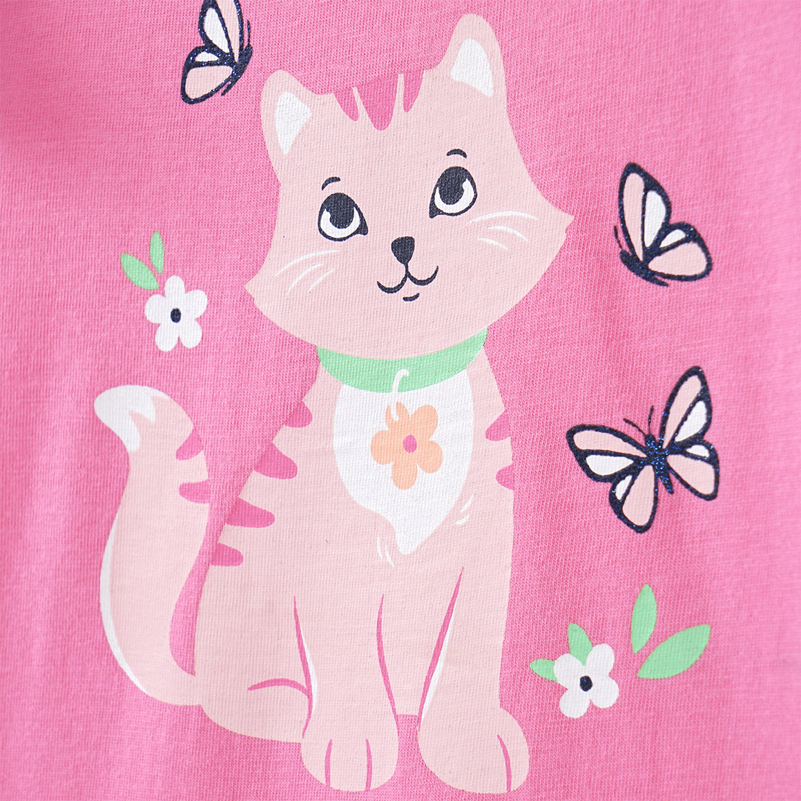 Mädchen Langarmshirt mit Katzen-Motiv