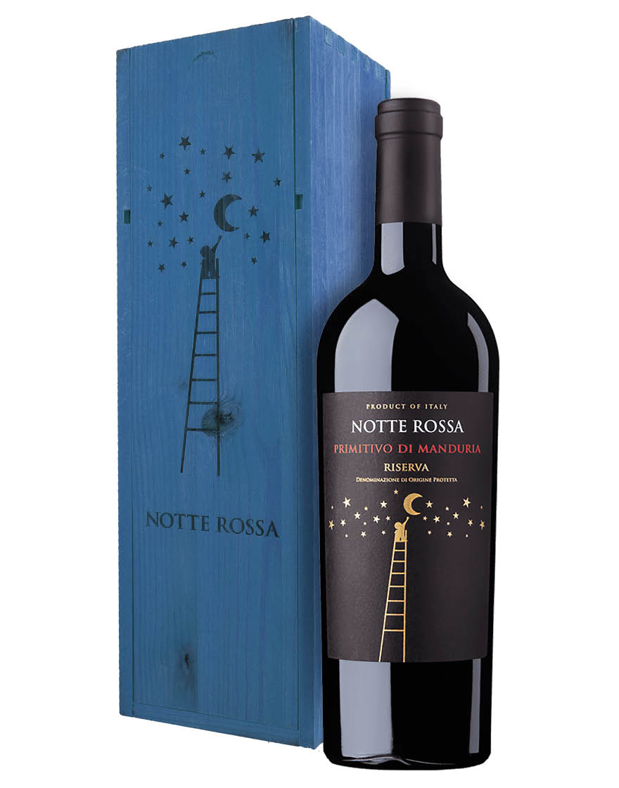 Primitivo di Manduria Riserva DOC 2018 Notte Rossa 0,75 ℓ, Caisse bois