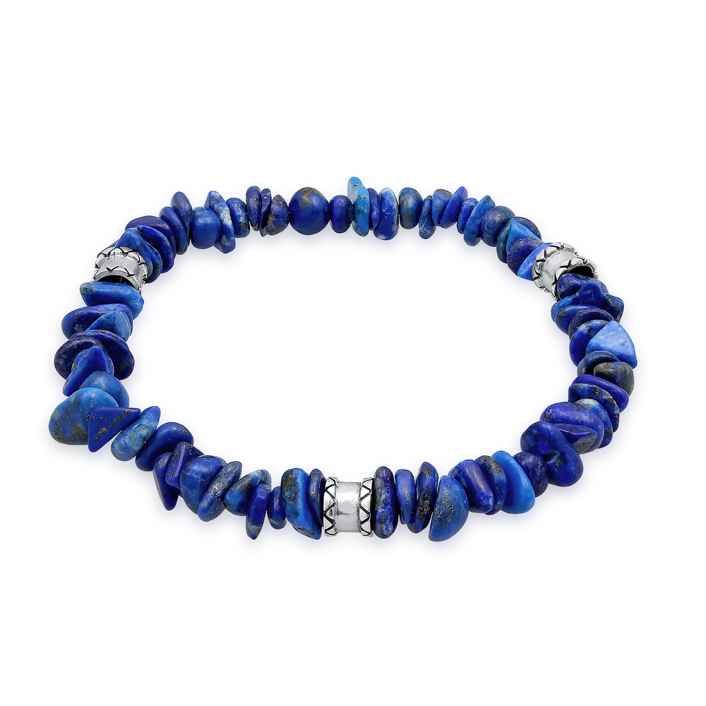 KUZZOI KUZZOI Bracelet Hommes Perles Vinatge avec des pierres Lapis Lazuli en argent ste Bracelet