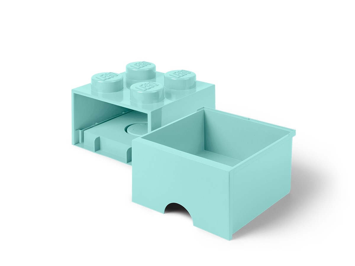 LEGO® Aufbewahrungsstein mit 4 Noppen und Schubfach in Wasserblau 5005714