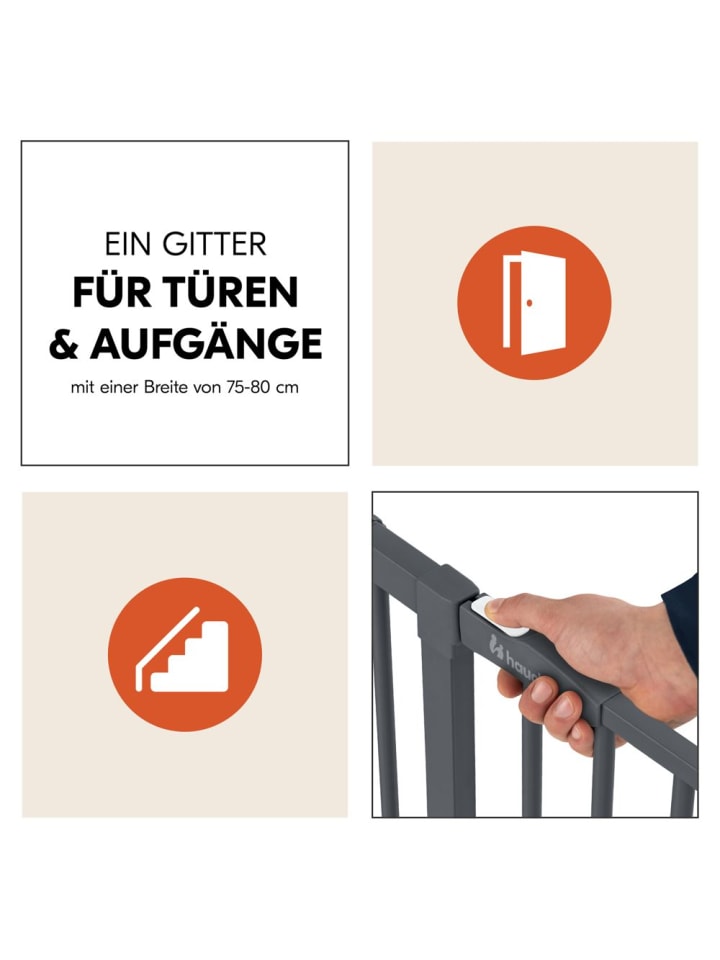 Hauck Türschutzgitter / Treppenschutzgitter Clear Step 2 in grau günstig kaufen onesize