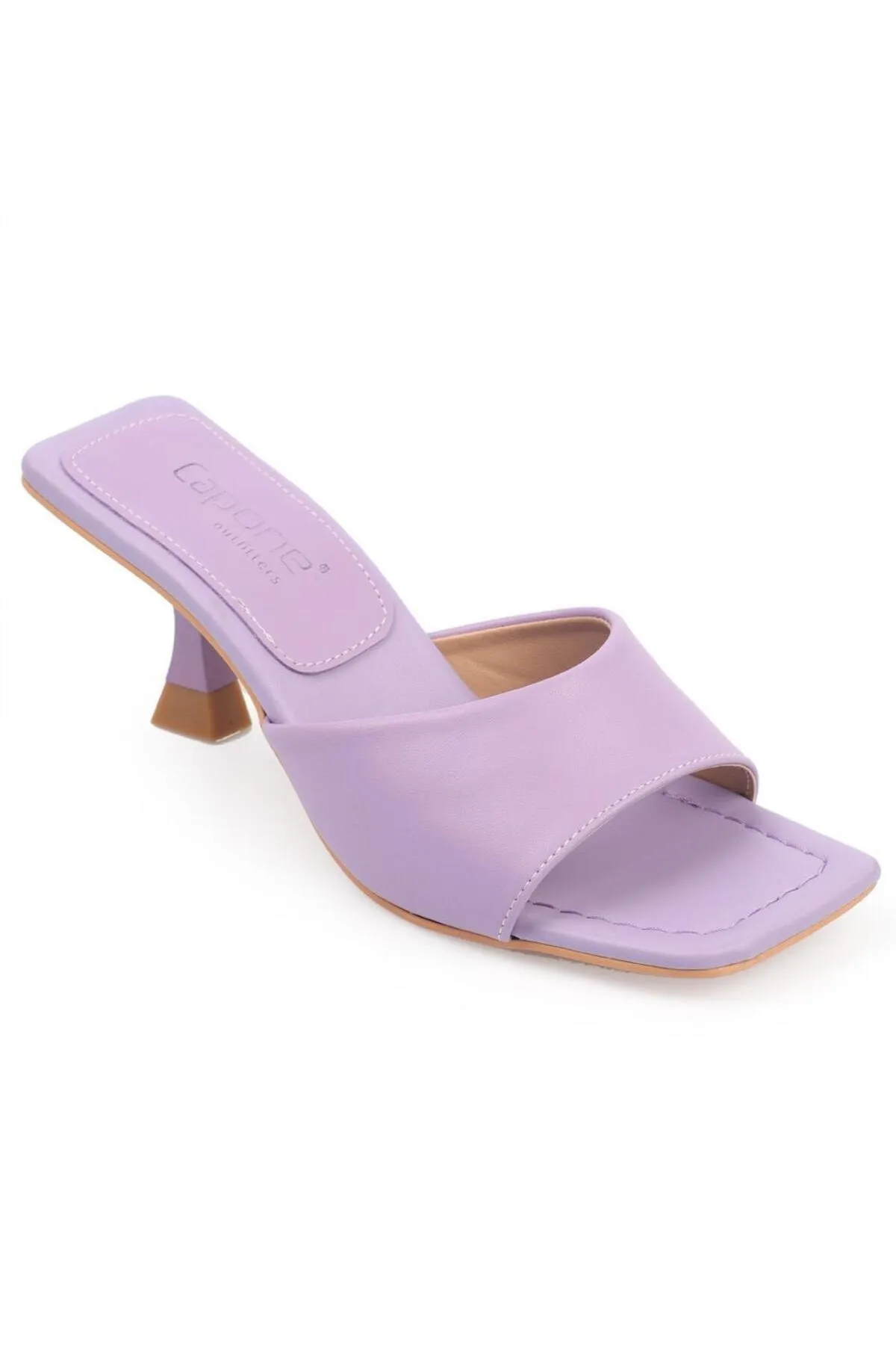 Capone Outfitters  Capone Blunt Toe Single Strap Hourglass Heeled Lilac Damenhausschuhe