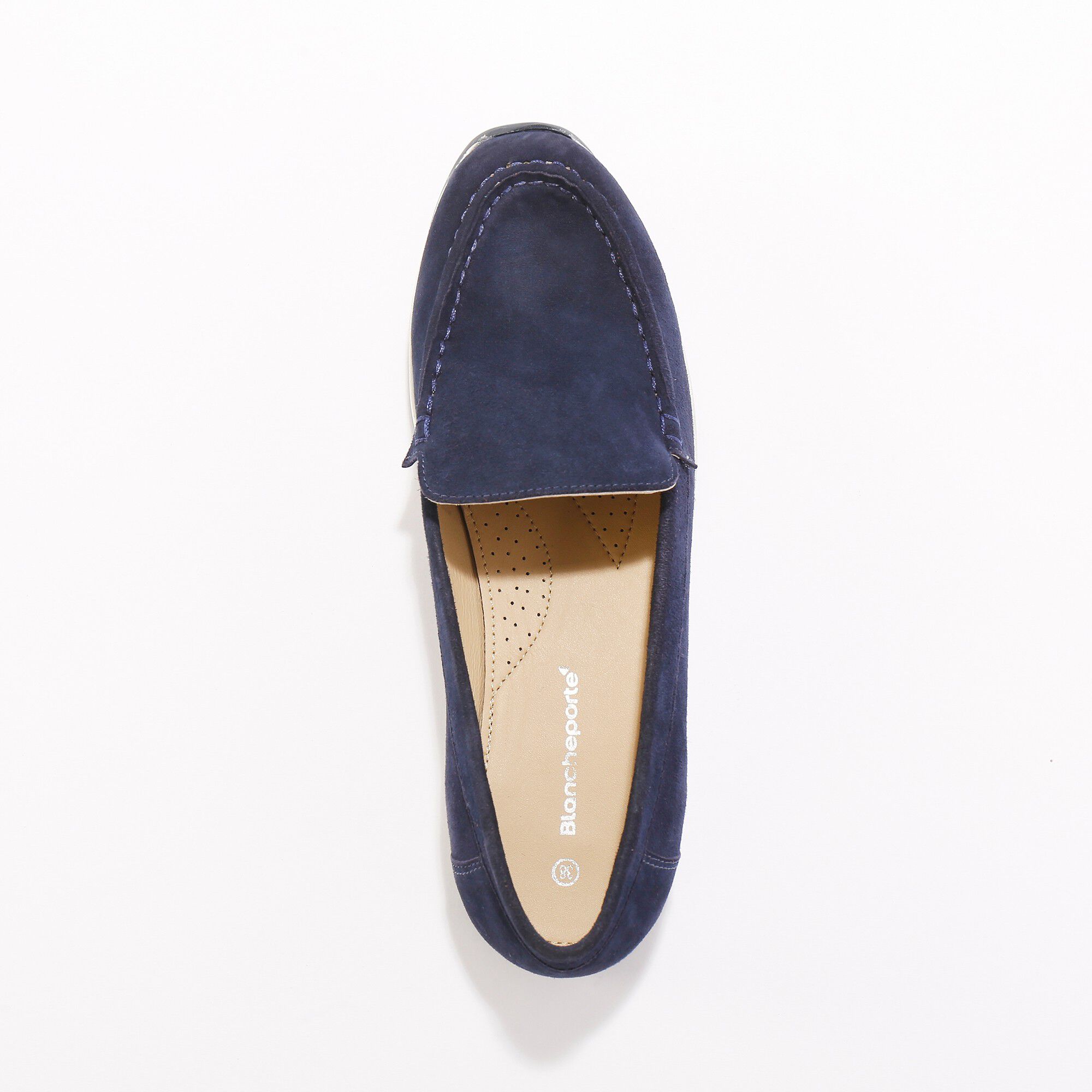 Mocassins en croûte de cuir à semelle crantée bicolore
