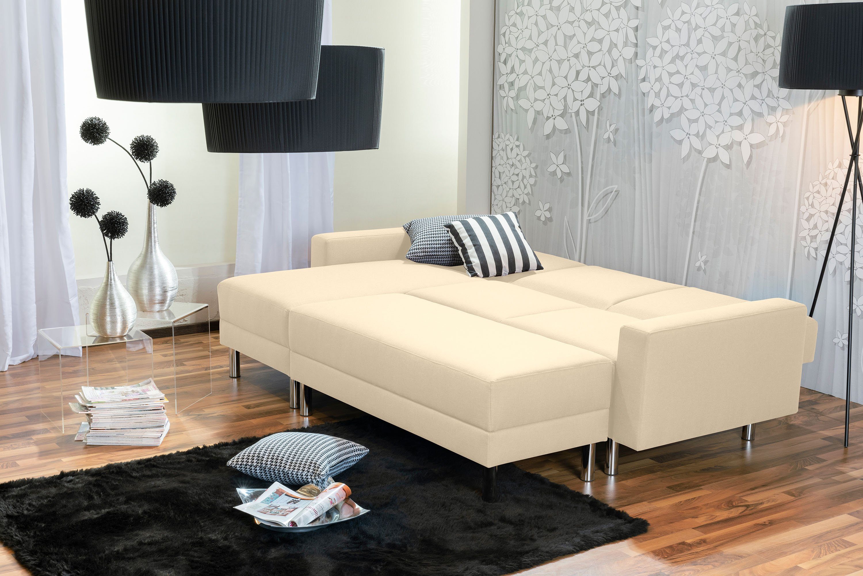 Max Winzer® Loungesofa Just Fashion Funktionssofa Flachgewebe beige, 1 Stück, Made in Germany