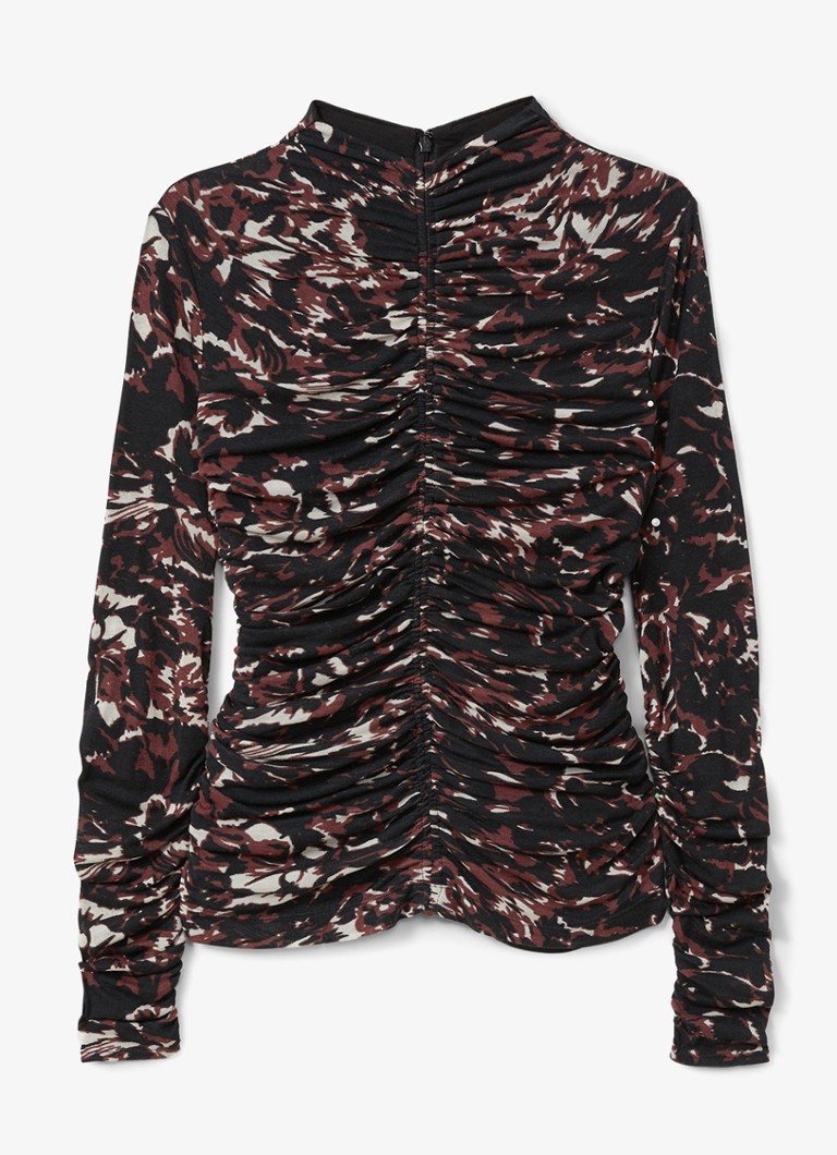 Reiss Tammy top in wool blend with pleat detail and floral print