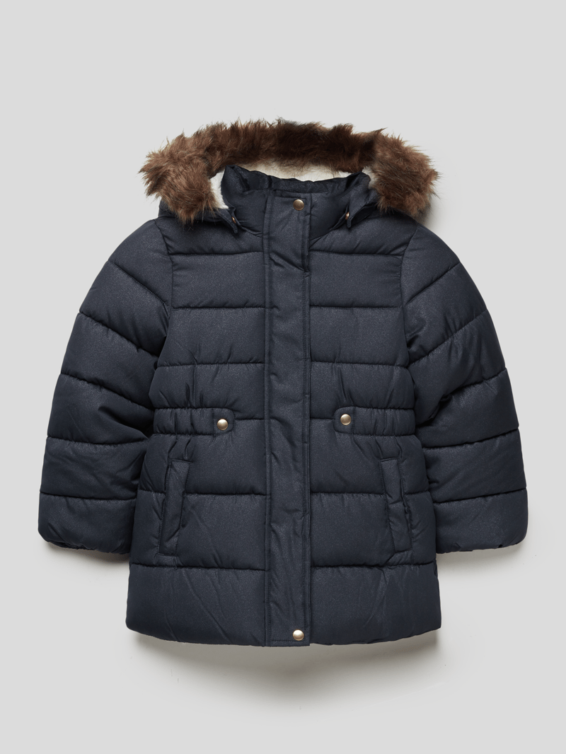 Steppjacke mit Kapuze Modell 'NMFMERETHE JACKET2 GLITTE' in marineblau