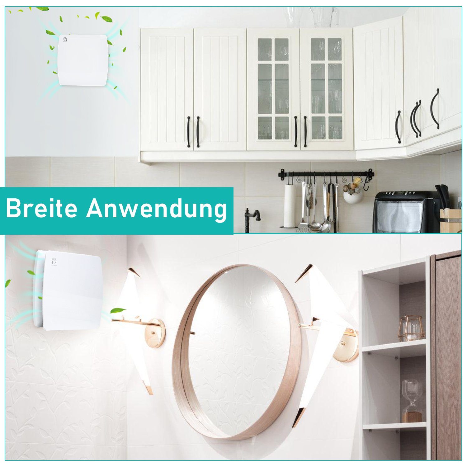 Gimisgu Wandventilator Badlüfter 10cm mit Feuchtsensor und Nachlauf und Timer Wandlüfter