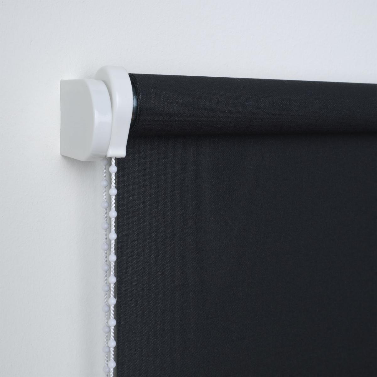 Bella Casa Seitenzugrollo Kettenzugrollo Volantrollo Rollo Eckig lichtdurchlässig 92 x 180 cm schwarz für Fenster