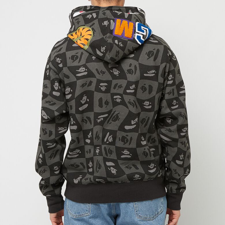 A Bathing Ape Bape Distortion Shark Relaxed Fit Full Zip Hoodie M black