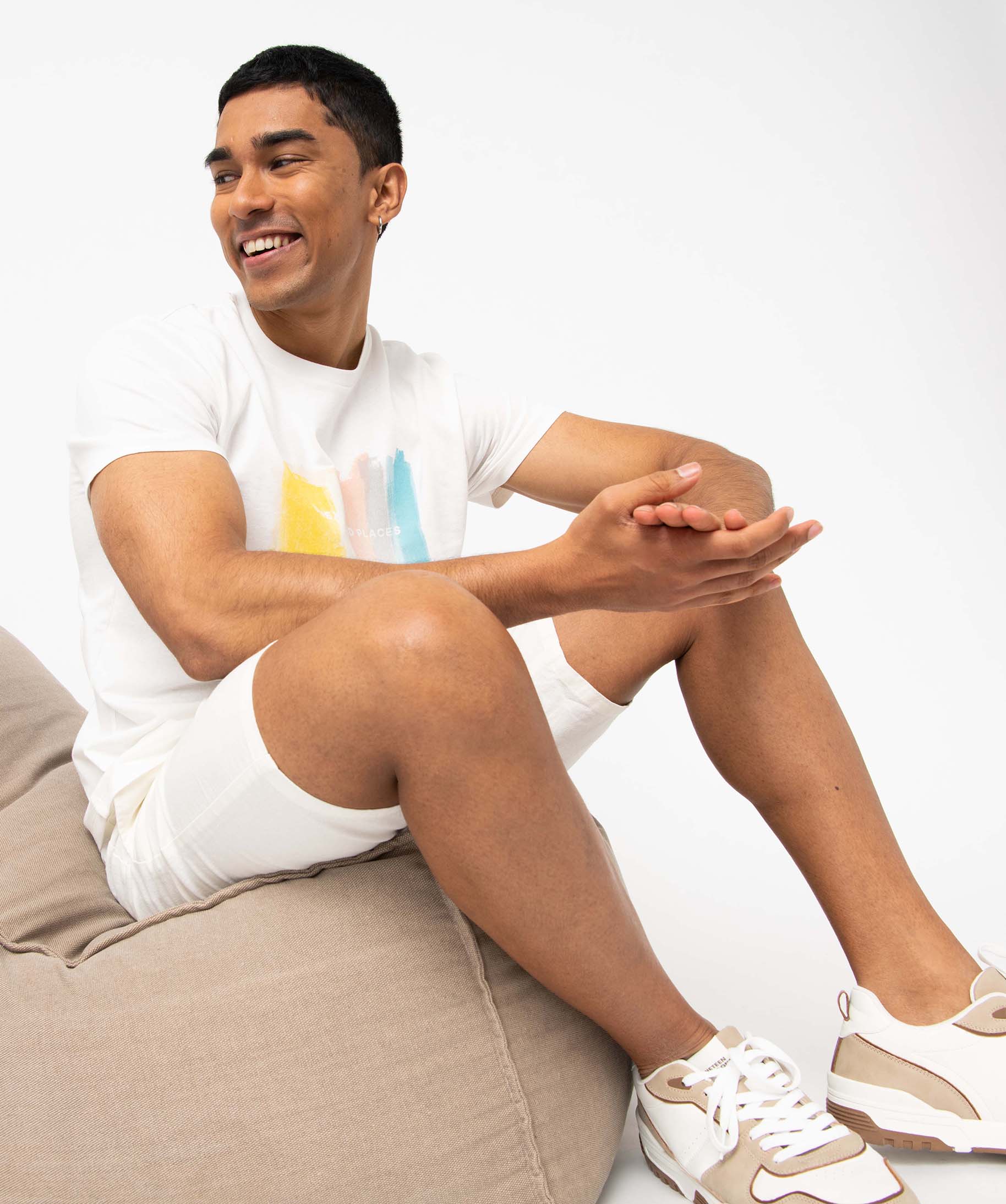 Tee-shirt homme à manches courtes et motif abstrait blanc | GEMO