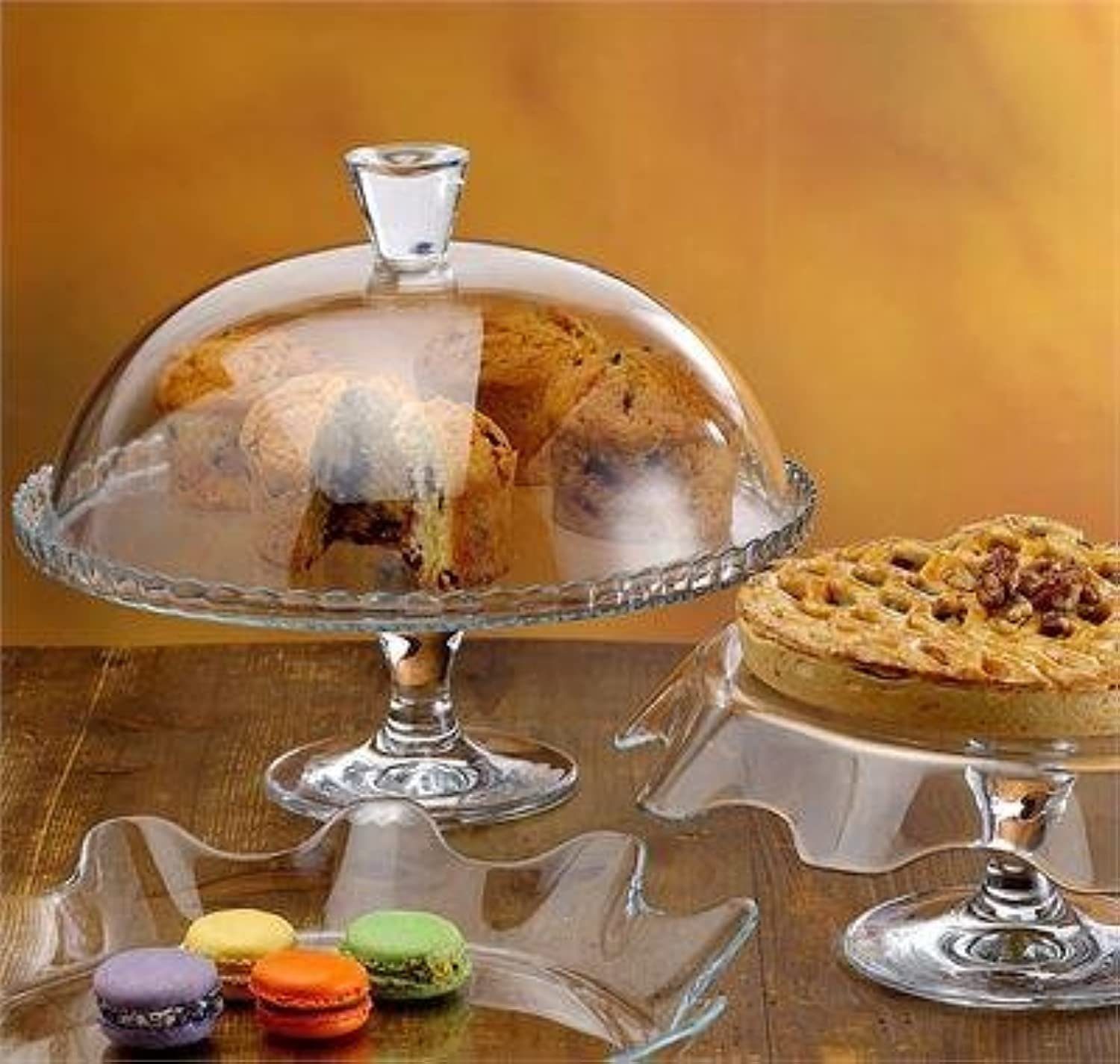 Özberk Servierteller Patisserie, Glas, (Packung, 2-tlg), Tortenplatte mit Fuß und Abdeckung