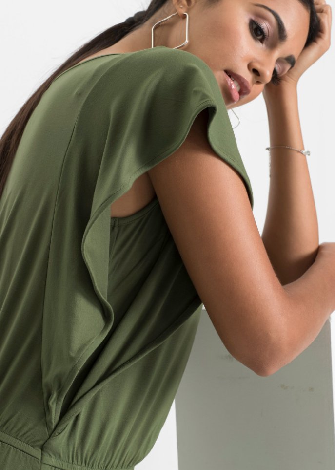 Jerseykleid mit Volant-Ärmeln