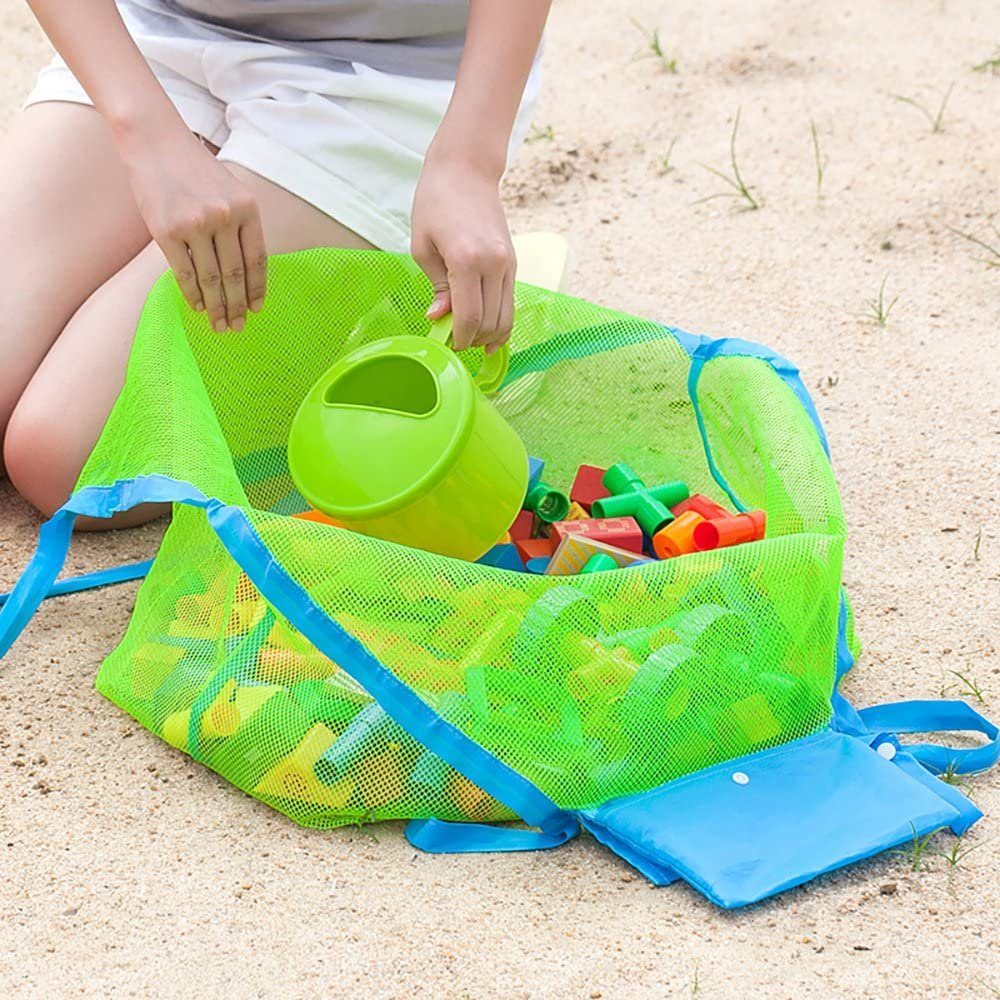 Alster Herz Aufbewahrungstasche Netz Strandtasche für Sandspielzeug Strandspielzeug Tasche H0172, Wiederverwendbare Faltbare für Wasserspielzeug Urlaub