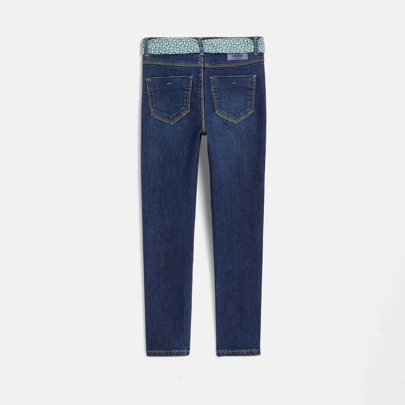 Jean skinny ceinturé bleu fille
