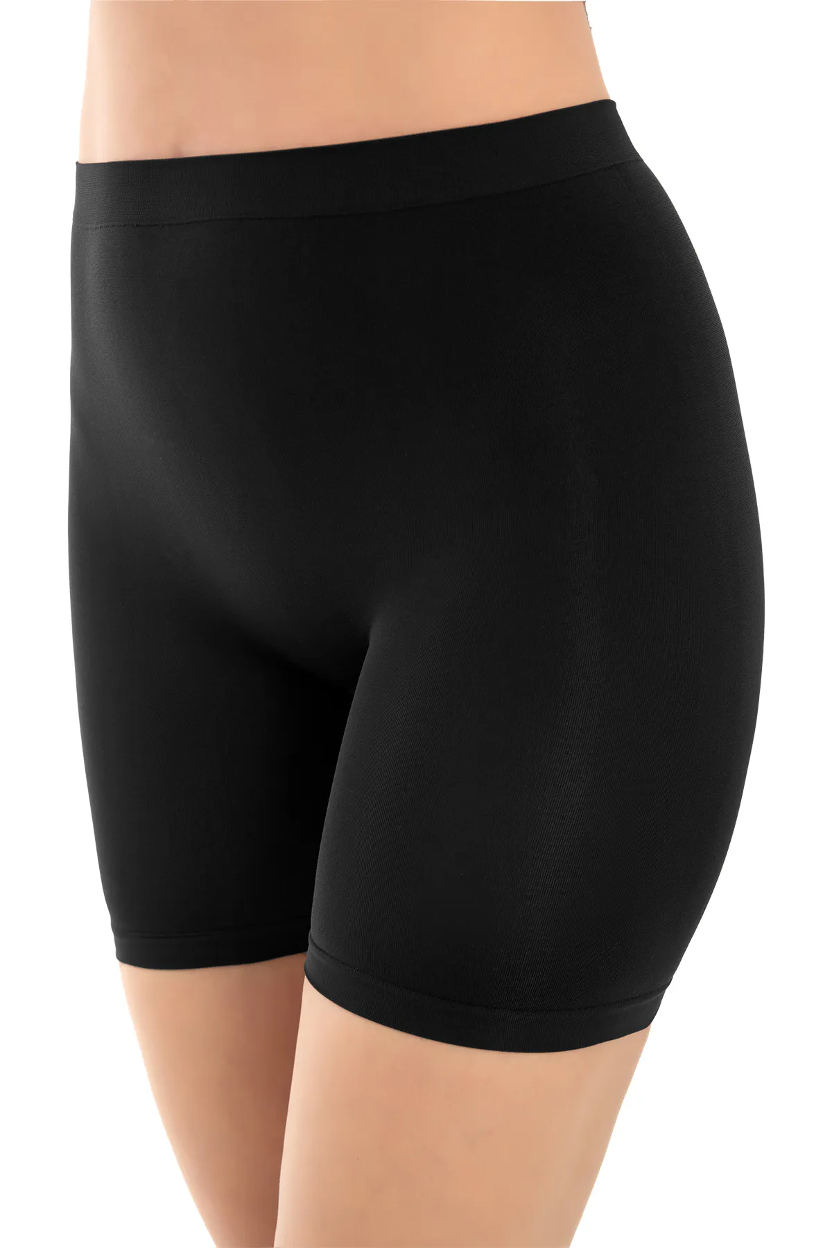 Cottonhill  Premium – Schwarzer, äußerst bequemer, nahtloser Boxershorts mit hoher Taille und langem Bein für Damen