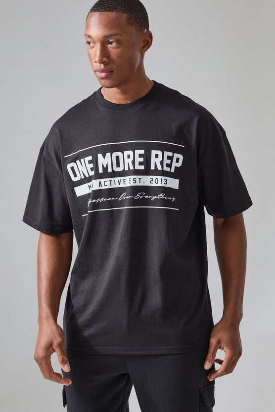 Man Active Oversize T-Shirt mit One More Rep Print
