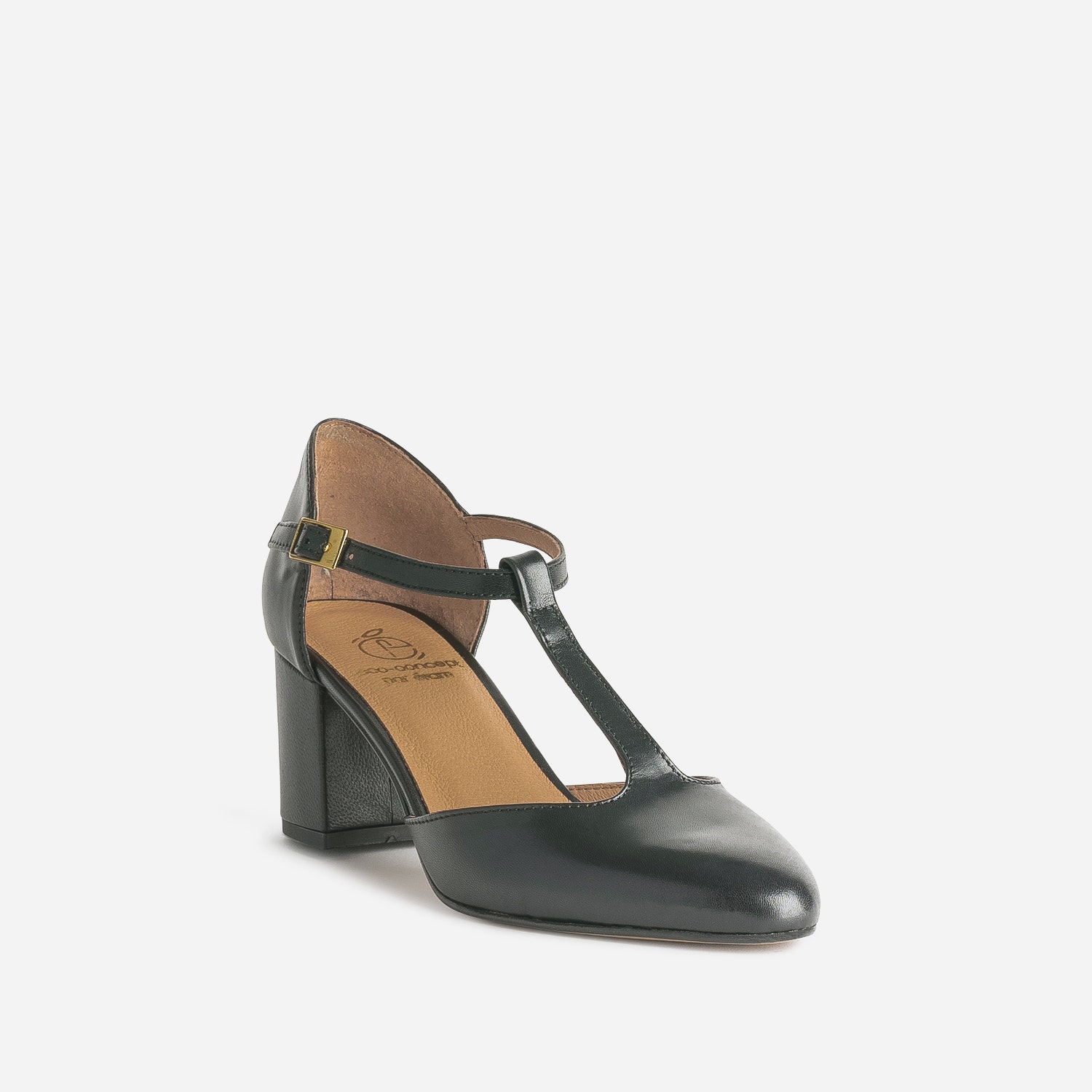 Escarpin-salomé noir éco-conçu en cuir
