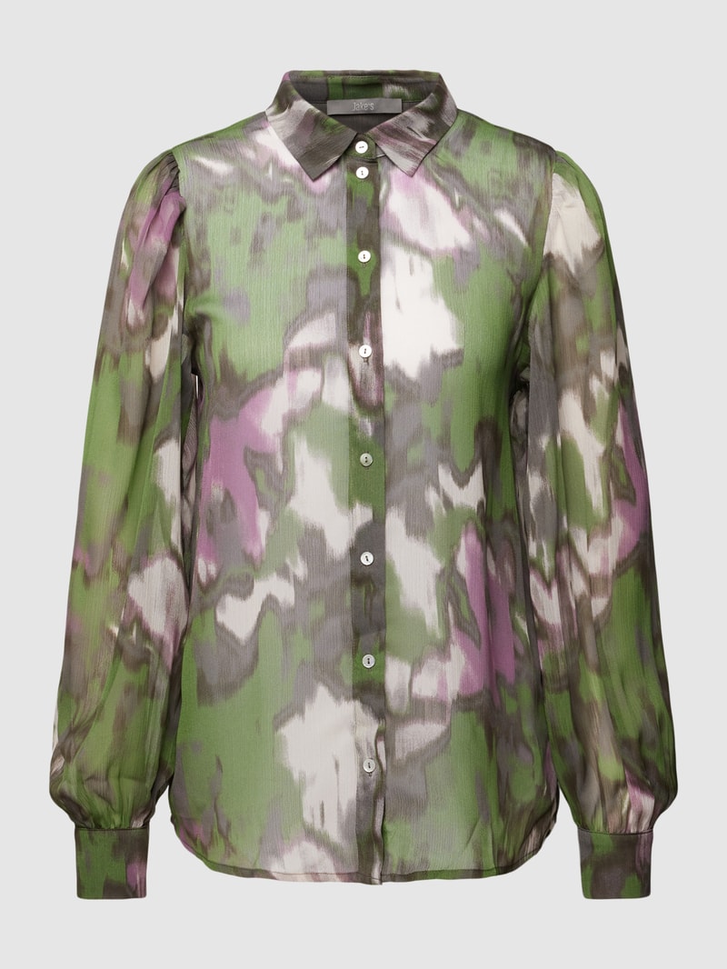 Bluse mit Allover-Muster in grasgrün