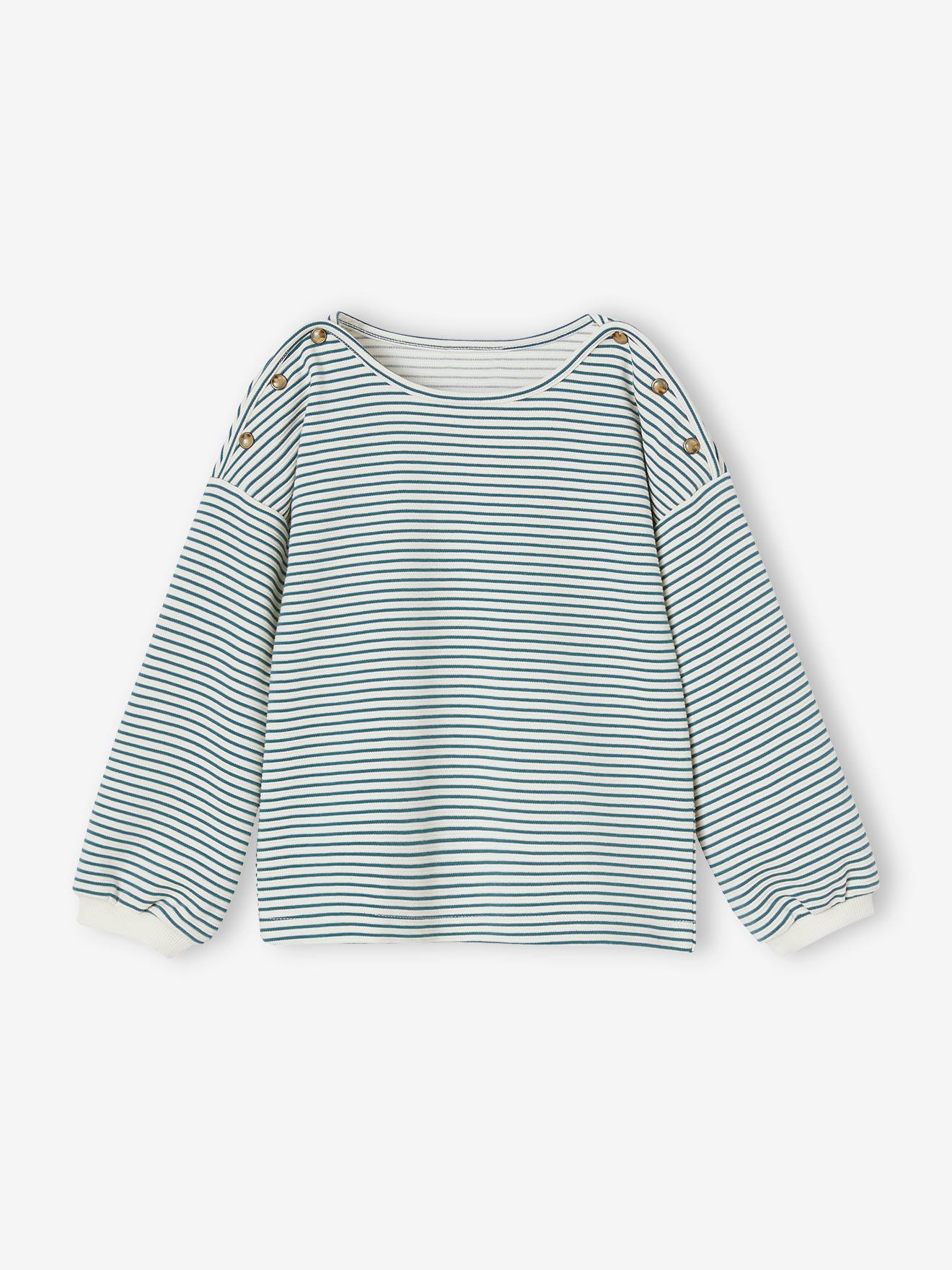 T-shirt rayé encolure bateau fille blanc rayé