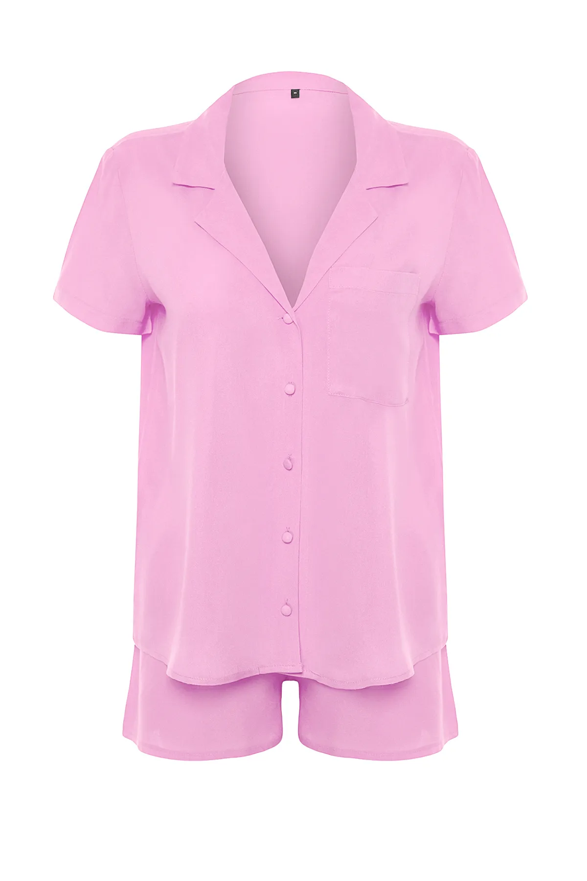 Trendyol Collection  Hellrosa Viskose-Hemd-Shorts-Web-Pyjama-Set THMSS19PT0004