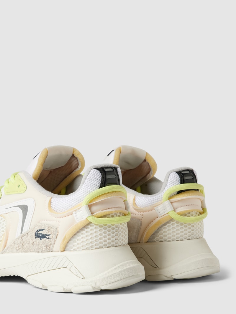 Sneaker aus Leder-Mix mit Kontrastbesatz in offwhite