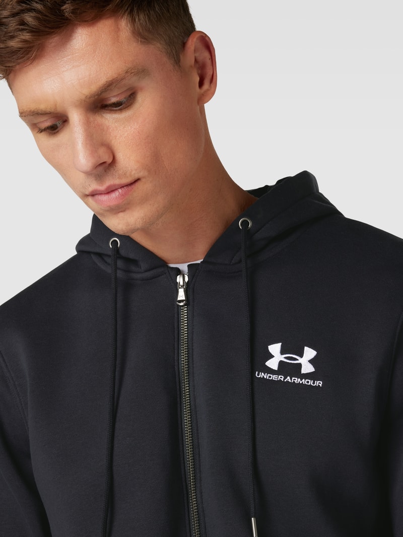 Sweatjacke mit Label-Print in schwarz