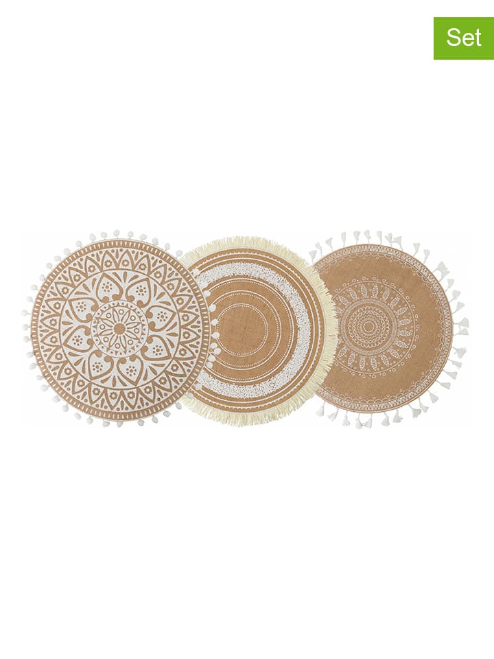 Villa d´Este 6er-Set: Tischsets in Natur/ Weiß - Ø 38 cm günstig kaufen onesize